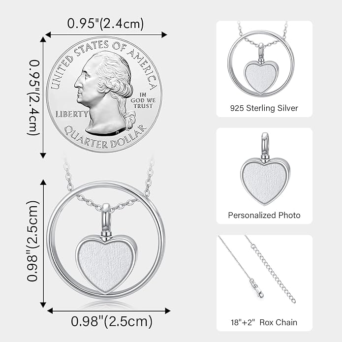 JUSTKIDSTOY Cremation Jewelry 925 Sterling Silver Sunflower/Rose/Paw Urn Necklace for Ashes Memorial Keepsake Gifts for Women