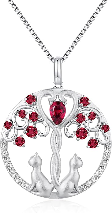 jiamiaoi 18K White Gold Plated Cat Necklace 925 Sterling Silver Diamond Cat Necklace Silver Cat On Moon Necklace for Women Gift for Birthday/Christmas, Come with Gift Box