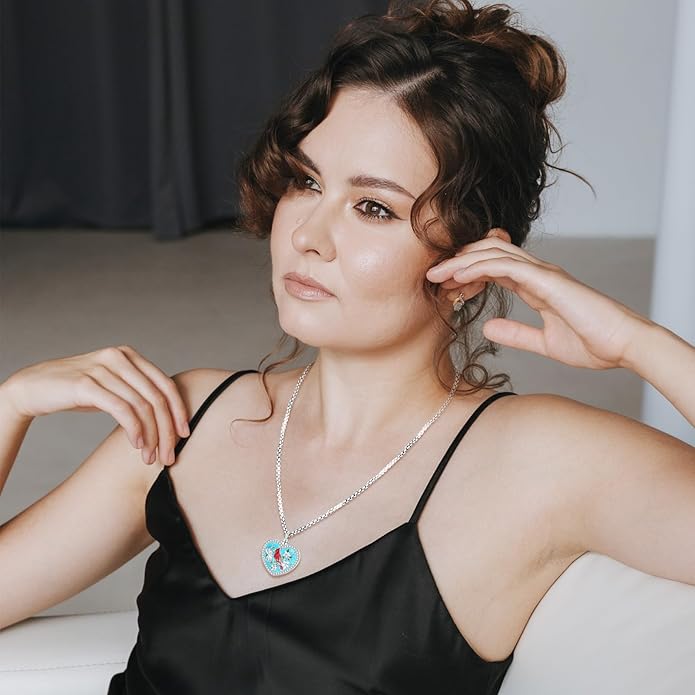 Eusense Cremation Jewelry for Ashes Urn Necklace to Put Ashes In 925 Sterling Silver Memorial Pendant Heart Urn Necklaces for Ashes Necklace for Women Men