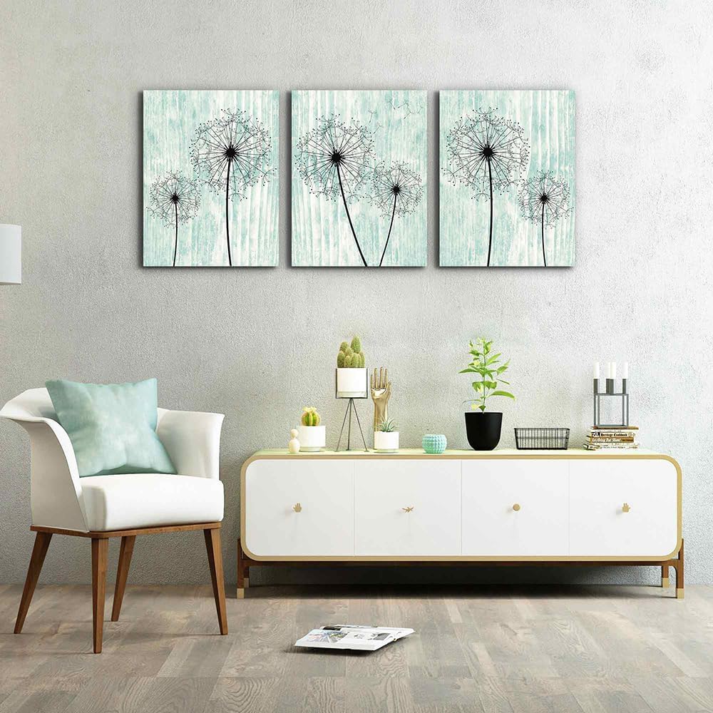 Light Green Background Dandelion Canvas Wall Art Paintings For Living Room Large Size Wall Artworks Bedroom Decoration 3 Piece Framed Office Wall Decor Canvas Print Posters Kitchen Home Decoration