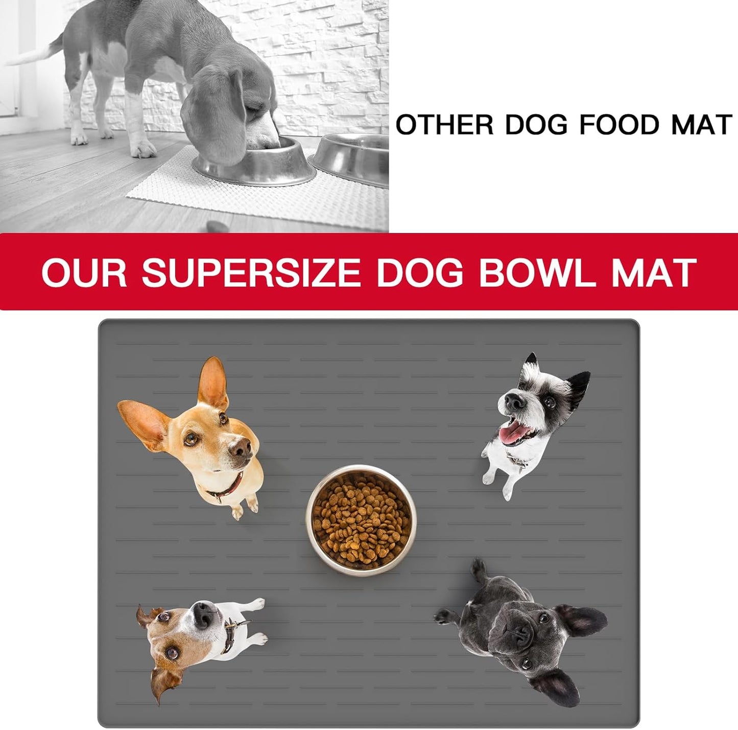 48" x 32" Largest Pet Food Mat, XXXL Silicone Dog Mats for Food and Water, Nonslip Pet Feeding Mats for Floors,Dog Cat Bowl Mat with Raised Edges, Dark Green