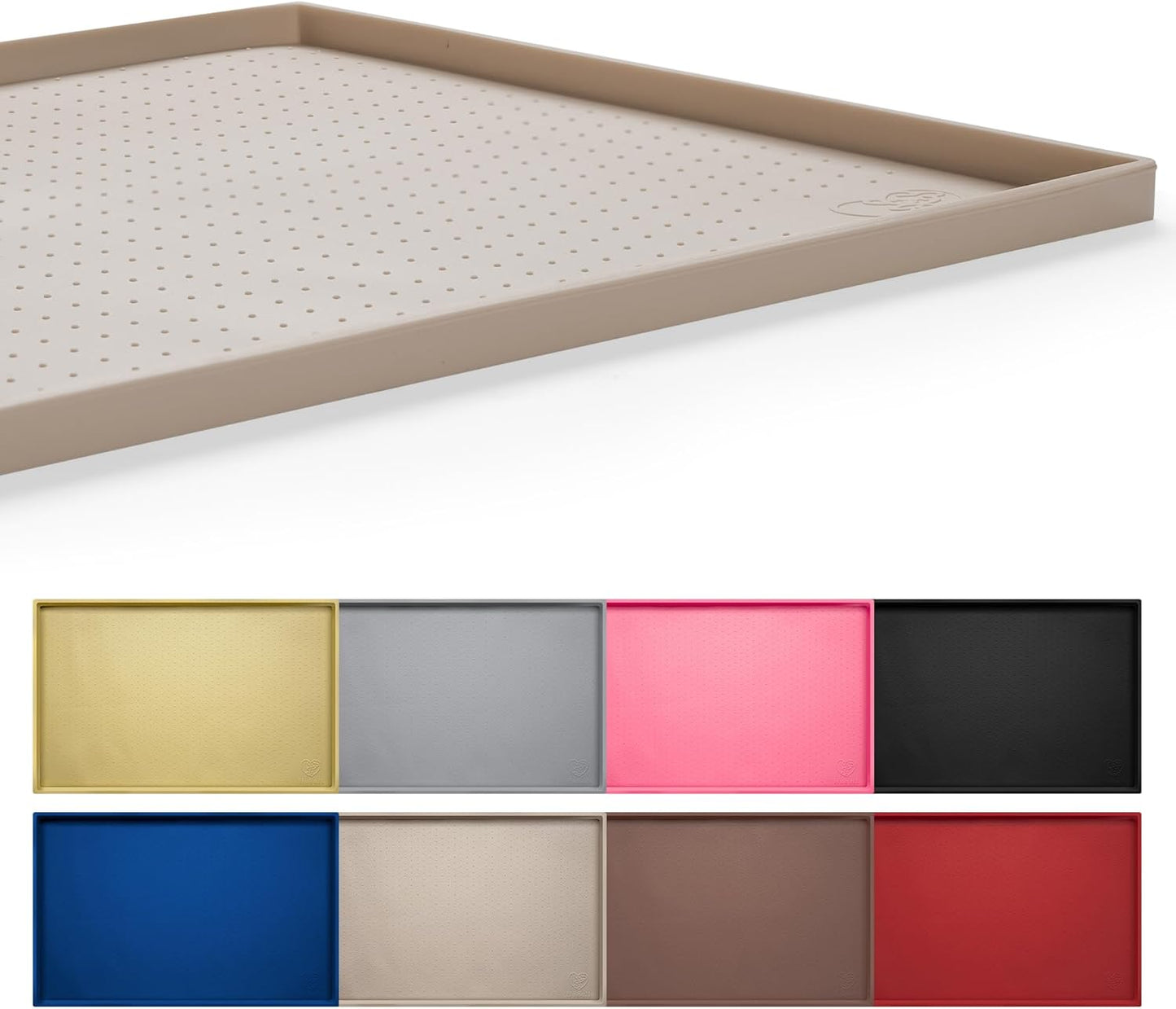Hubulk Dog Feeding Mat,100% Waterproof Food Grade Silicone Pet Food and Water Bowl Placemat,Dishwasher, High Raised Edge to Prevent Spills,Nonslip Tray to Stop Messes on Floor(24"x16"x0.5", Taupe)