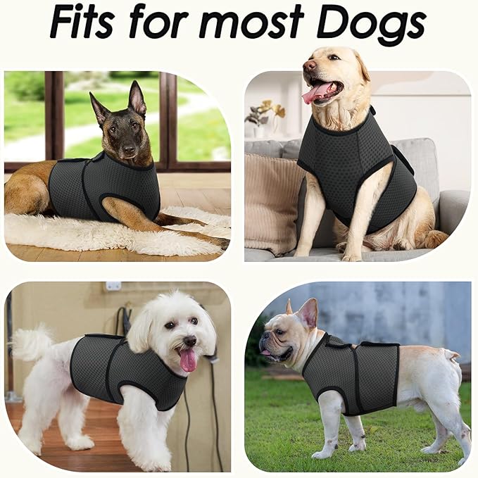 BRKURLEG Dog Anxiety Shirt, Adjustable Calming Vest Jacket for Small Medium Large Dogs,Dog Anti-Anxiety Coat for Thunderstorms, Fireworks, Training & Separation Relief, Darkgrey, XS