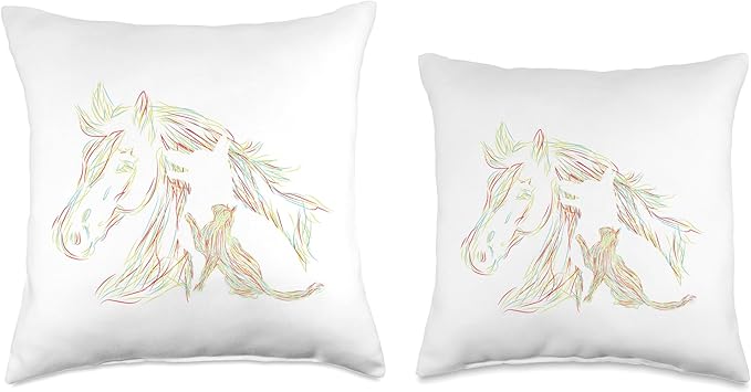 Hund Pferd & Katze Fun bunt Haustier Geschenkidee Horse Dog Cat Abstract Figures Fun Four-Legged Gifts Throw Pillow, 18x18, Multicolor