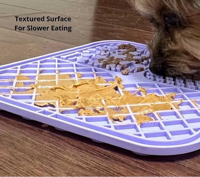 Silicone Slow Feeder Lick Mat Set for Dogs and Cats, Anxiety Relief Enrichment Feeding Mat with Spatula and Lid, Washable Non-Slip Pet Feeding Mat