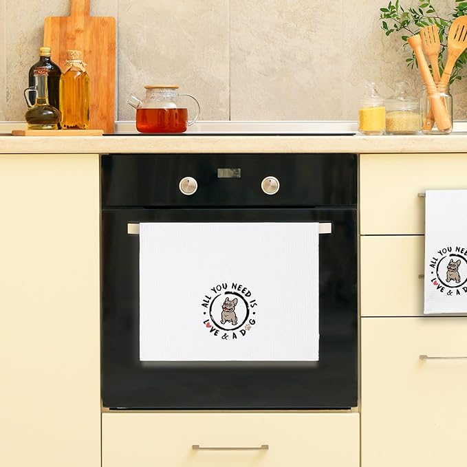 Funny Kitchen Towels with Sayings All You Need is Love and A Dog Dish Towels Dog Mom Decorative Dishcloths Sweet Housewarming Gifts Cute Kitchen Gifts for Dog Lover Women Hostess Friend