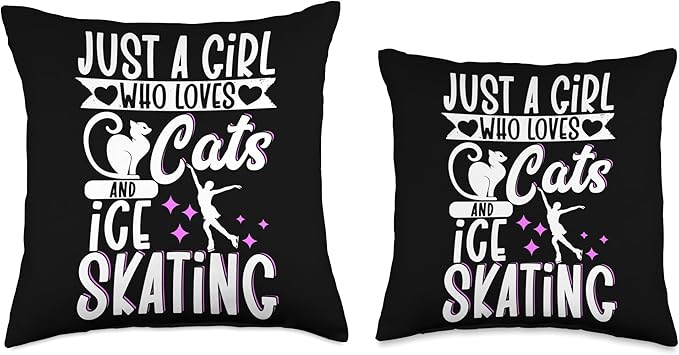 Figure Skater Just A Girl Who Loves Cats And Ice Skating Throw Pillow