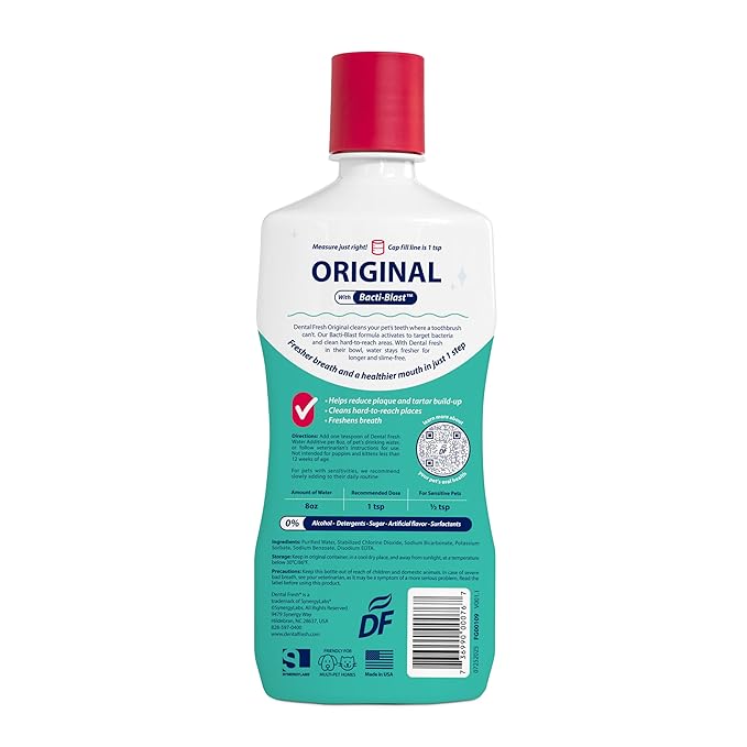 Dental Fresh Original Water Additive for Dogs & Cats, 17 Fl Oz, Daily Teeth & Breath Care