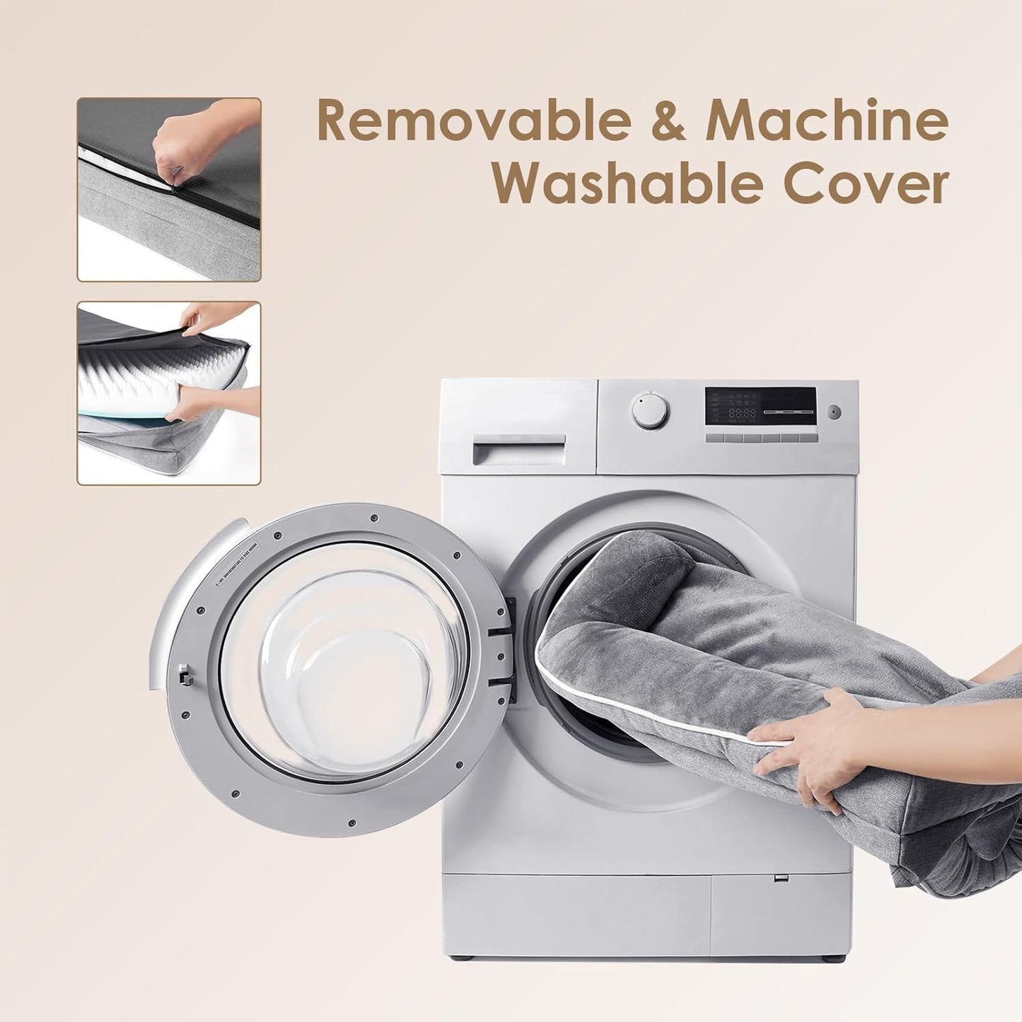 EHEYCIGA Orthopedic Dog Bed for Medium Dogs, Waterproof Memory Foam Medium Pet Beds with Sides, Non-Slip Bottom and Egg-Crate Foam Dog Couch Bed with Washable Removable Cover, Grey