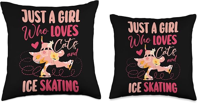 Just A Girl Who Loves Cats And Ice Skating Figure skater Throw Pillow