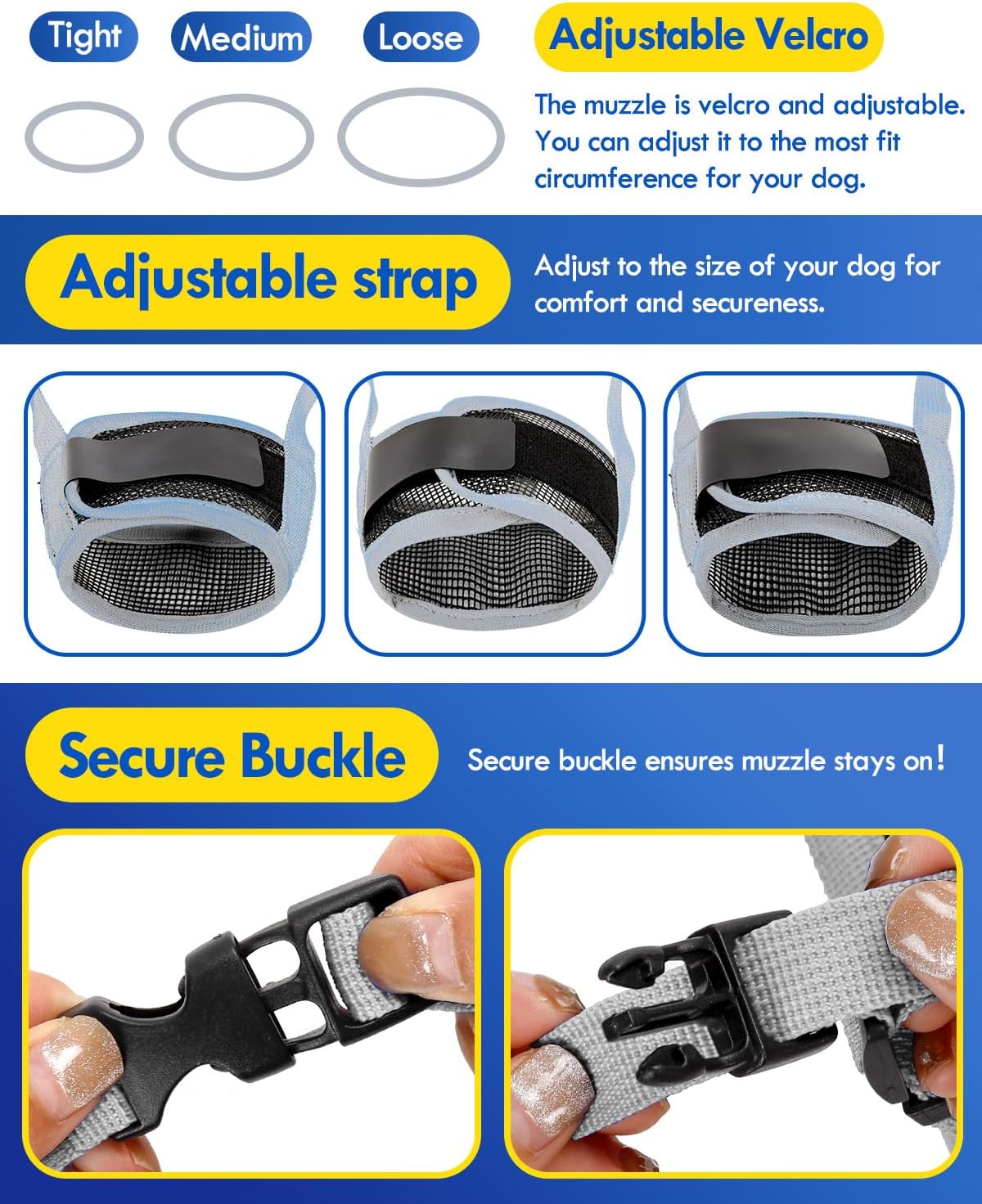 Dog Muzzle, Soft Air Mesh Muzzle for Small Medium Large Dogs Anti Biting Barking Chewing, Breathable Drinkable Adjustable Loop Pets Muzzle for German Shepherd Husky Labrador Retriever (Grey,M)