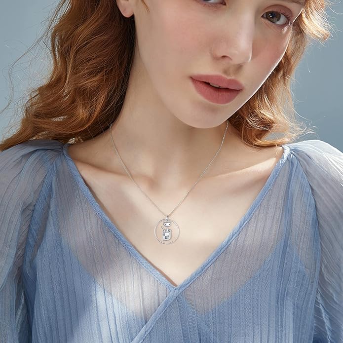 Highland Cow/Unicorn/Turtle/Moon Fairy/Axolotl/Owl/Mermaid/Cat/Cat and Girl/Frog/Wolf Necklace 925 Sterling Silver Animal Necklace Animal Jewelry Gifts for Women