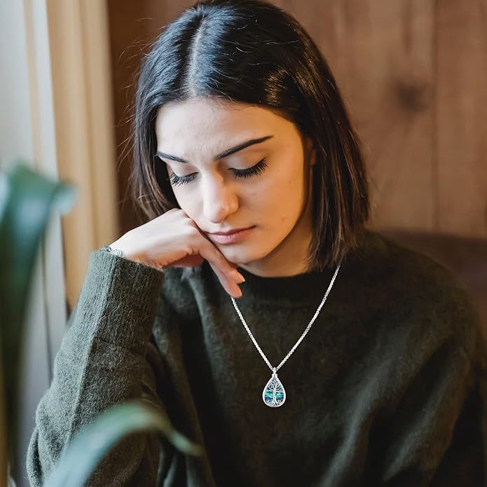 Eusense Cremation Jewelry for Ashes Urn Necklace to Put Ashes In 925 Sterling Silver Memorial Pendant Tree of Life Infinity Urn Necklaces for Ashes Necklace for Women Men