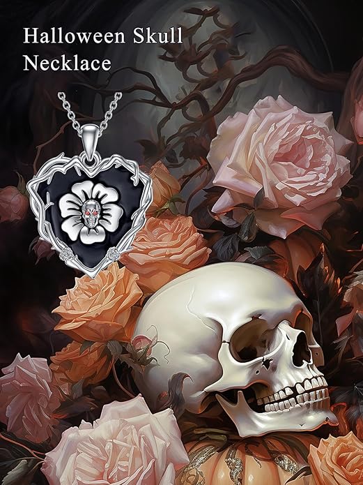 Gothic Necklace 925 Sterling Silver Cat Pumpkin/Spider/Skull Necklace Gothic Jewelry for Women Daughter