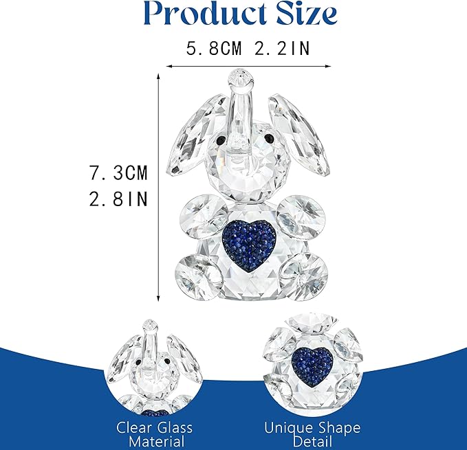 H&D HYALINE & DORA Handmade Crystal Elephant Figurine Glass Elephant Animal Figurines Collectible Gifts for Animal Lover