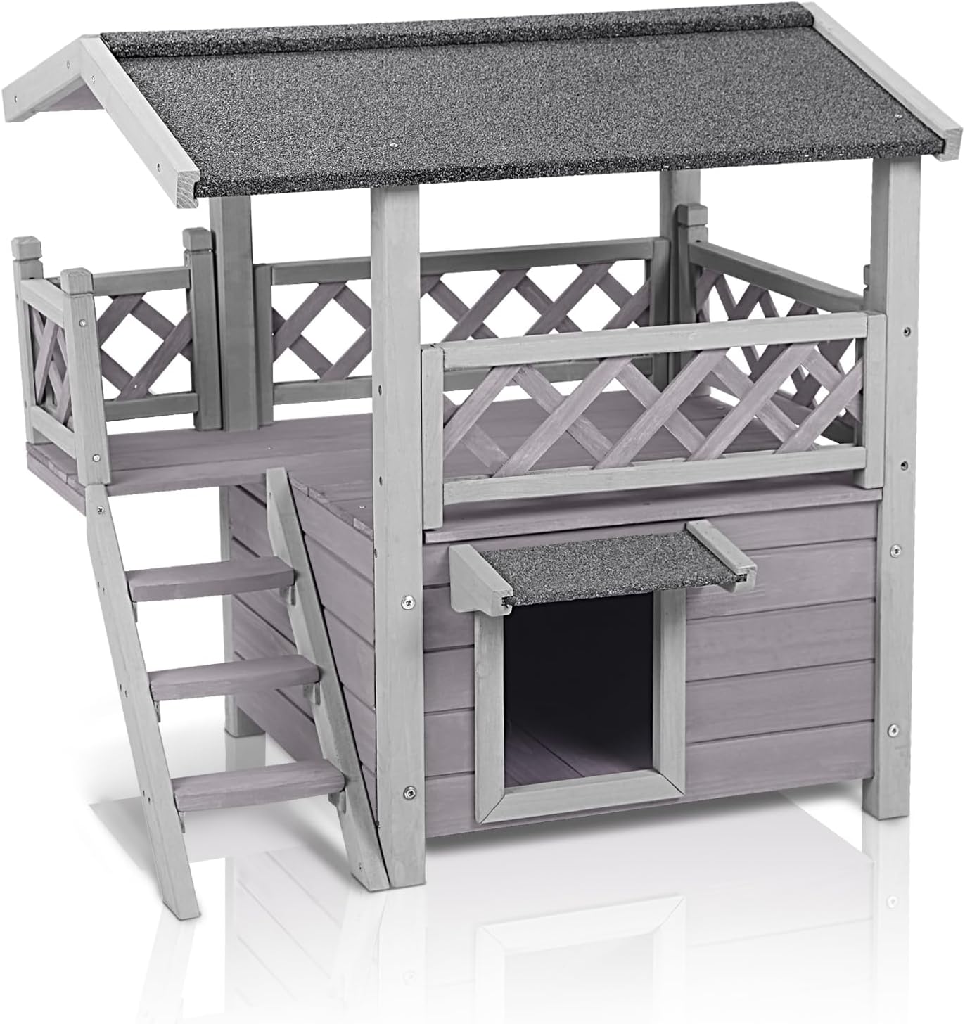 GUTINNEEN Cat House Outdoor Weatheproof Feral Cat Shelter Wooden Cat Condos for Winter Large Balcony(AIR09)