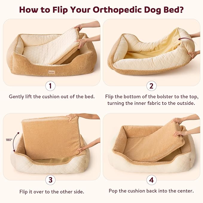 Self-Warming Orthopedic Dog Bed for Small Dogs & Puppies - Memory Foam for Joint Pain & Arthritis, Pet Bed w/Washable Removable Cover & Waterproof Liner, Dog Couch w/Raised Bolster & Non-Slip Base