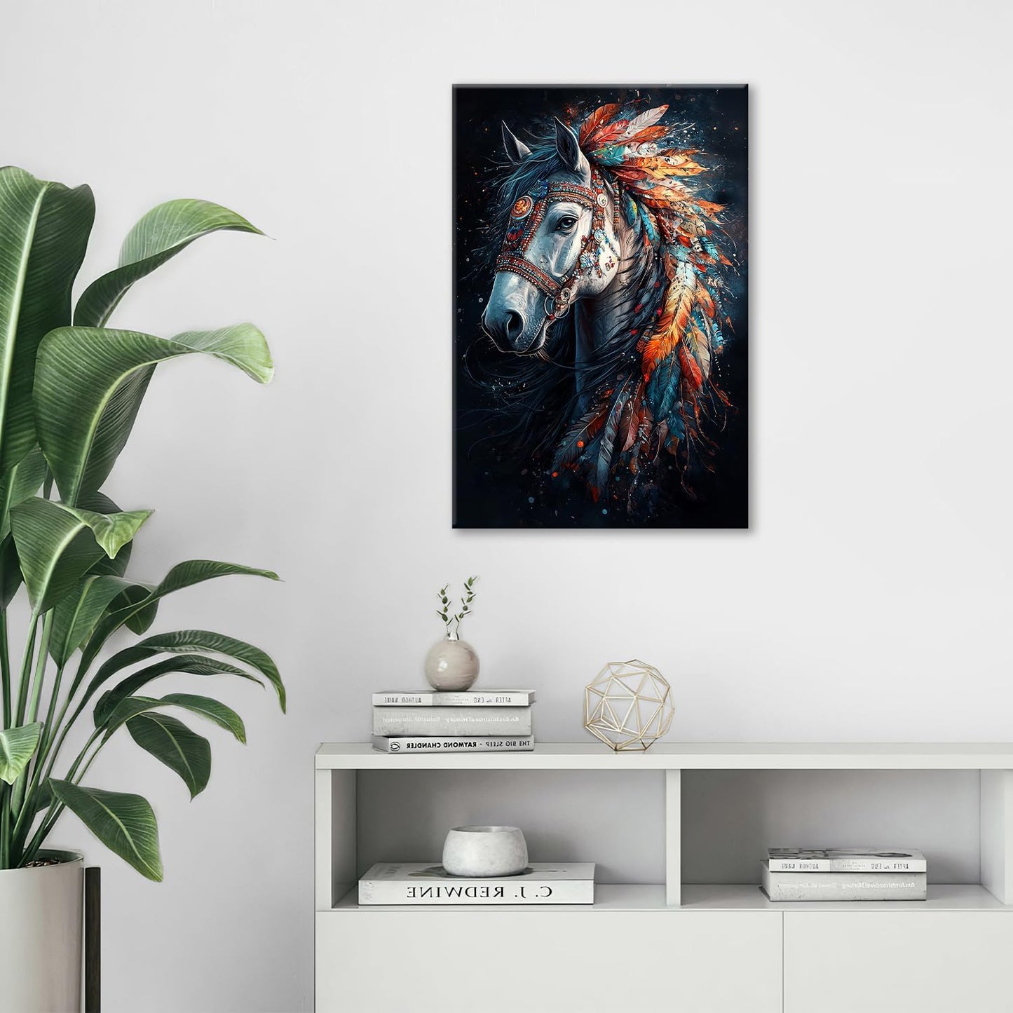 Horse Pictures Wall Art, Horse Animal Bathroom Wall Decor, Aesthetics Modern Framed Painting Elegant Canvas Artwork for Bathroom Bedroom Living Room Decorations 24"L x 16"W