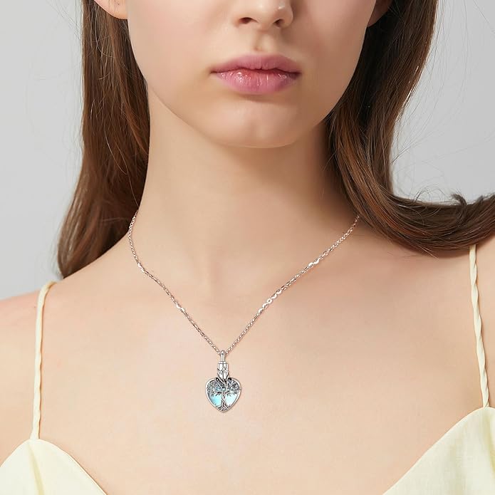 EUDORA Sterling Silver Urn Necklace for Ashes for Women Men, Ash Pendant for Human Cat Dog Ashes, Necklace for Ashes of Loved One Dad Mom Papa Pet Cremation Souvenir Jewelry for Funeral, 20inch