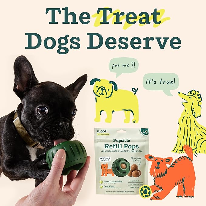 WOOF Pupsicle Refill Pops, Delicious Long Lasting Dog Treats, Pre-Made Pupsicle Refills for Dogs, Wholesome Ingredients, Low-Mess Chicken Pet Treats - Large Pops - 7 Count - 3 Pack