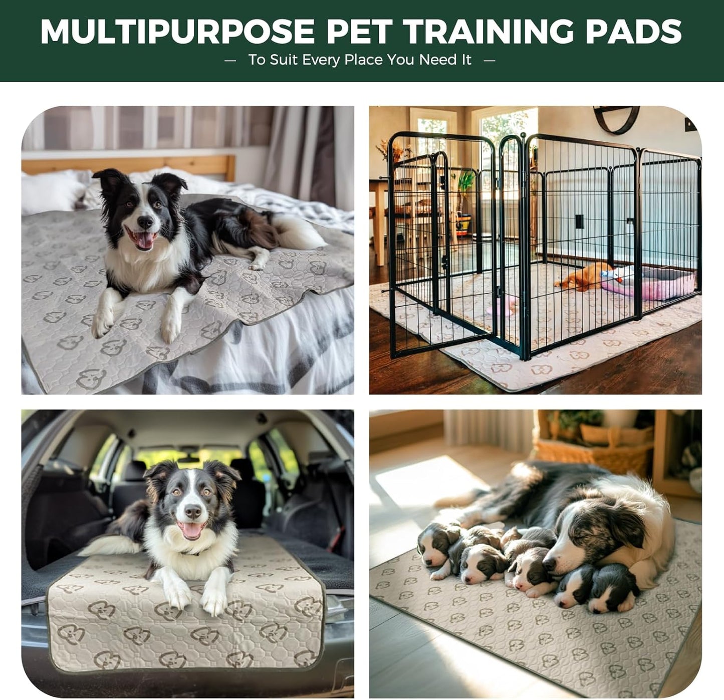 FXW Washable Pee Pads for Dogs, Puppy Pads with Super Absorbent, Specifically Designed for 42inch Cages, 41" × 27" Rectangle, Khaki, 1 Pack