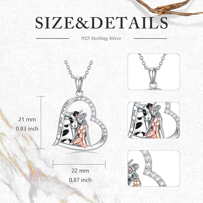 Horse/Bunny/Dog/Cat Necklace 925 Sterling Silver Women with Animal Pendant Necklace Jewelry Gifts for Women Animal Lovers