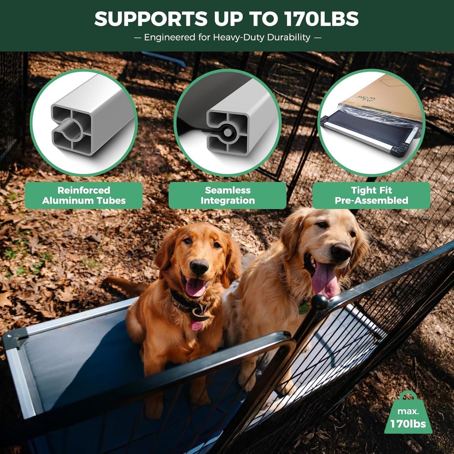 FXW TitanNest Chew-Proof Elevated Dog Bed, Raised Cot for Indoor/Outdoor/Camping Use, Durable & Washable Padded Pet Bed for Large Dogs, 47.0" L x 29.0" W x 7.3" H, Gray