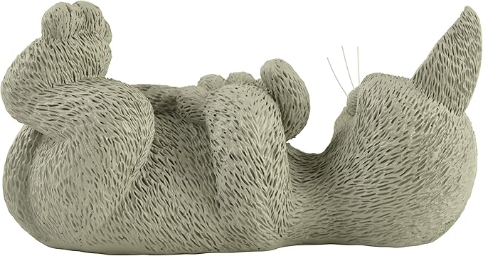 JFSM INC. Whimsical Grey Cat Playing with Tail Figurine Cute Collectible - Happy Cat Collection - Cat Lover Gifts for Women, Cute Cat Gifts, Cat Mom Gifts, Cat Desk Decoration