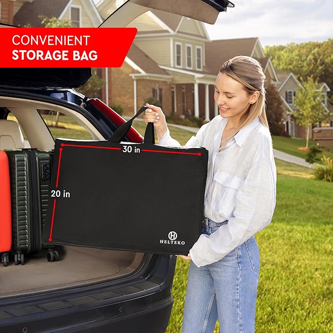 Helteko Back Seat Extender for Dogs, Premium Car Seat Cover with Hard Bottom Plates, Waterproof Backseat Protector, Mesh Window and 2 Storage Pockets, Hammock Travel Bed for Crew Cab and Full Trucks