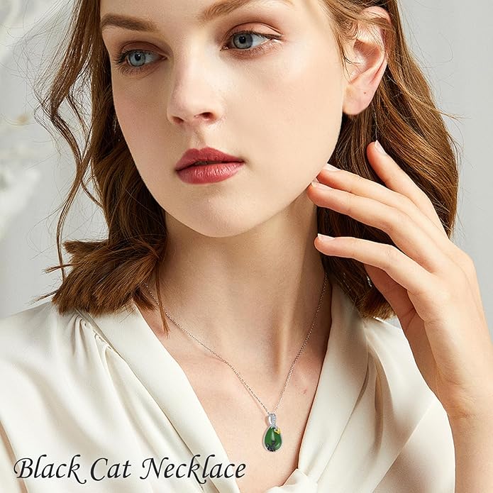 Green Jade Necklace Sterling Silver Teardrop Hummingbird/Dragonfly/Butterfly/Bee/Cat/Cardinal/Owl/Fox/Sloth Natural Jade Jewelry Birthday Mothers Day Christmas Gifts Women Mom Her