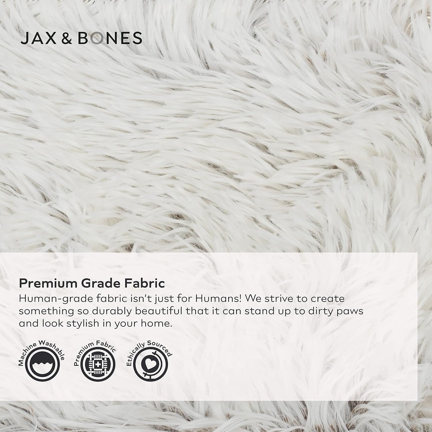Jax & Bones Dog Napper - Machine Washable Shag Bed for Dogs - Extra Heavy Duty Bolstered Sides - Medium White Dog Mat | 35 x 27 Inches