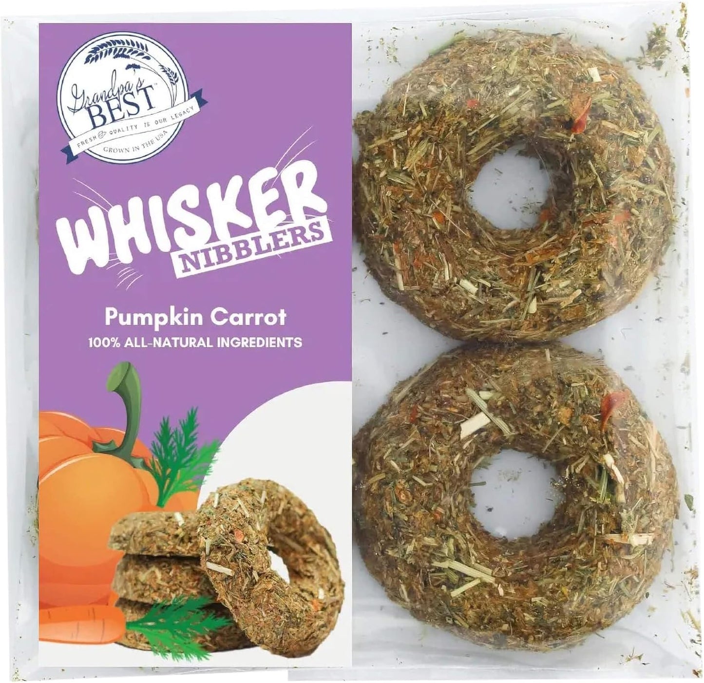 Grandpa's Best Whisker Nibblers Pumpkin Carrot Treats for Rabbits, Guinea Pigs and Small Animals