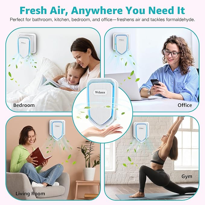 Plug In Air Ionizers 4 Pack Air Purifier Negative Ion Air Purifiers Ionizer for Home, Bedroom, Office, Basement Kitchen Air Freshener Odor Reducer Pets Smoke Smell (4, White) (4, White)