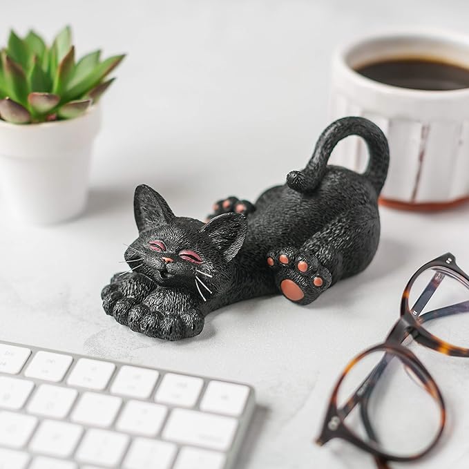 JFSM INC. Whimsical Black Cat Lounging Figurine Cat Home Office Decoration - Happy Cat Collection - Gifts for Cat Lovers, Cat Lover Gifts for Women, Cat Lover Gifts for Men, Cat Decor for Cat Lovers