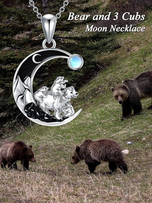 Gothic Jewelry Bat/Cat/Wolf/Dragon/Owl/Fox/Spider/Sun Pendant Sterling Silver Crescent Moon Necklace for Women Girls Black Jewelry Gifts