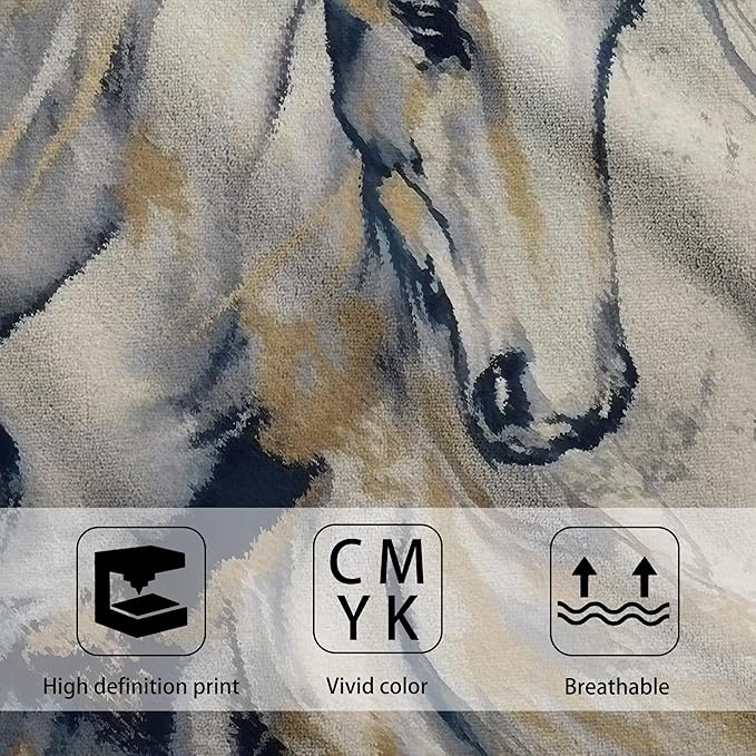 Golden Horse Oil Painting Kitchen Hand Towel Set of 2,Abstract Art Painting Bathroom Hand Towel,Soft Absorbent Decorative for Bathroom Kitchen Hotel