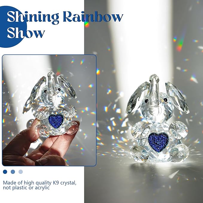 H&D HYALINE & DORA Handmade Crystal Elephant Figurine Glass Elephant Animal Figurines Collectible Gifts for Animal Lover