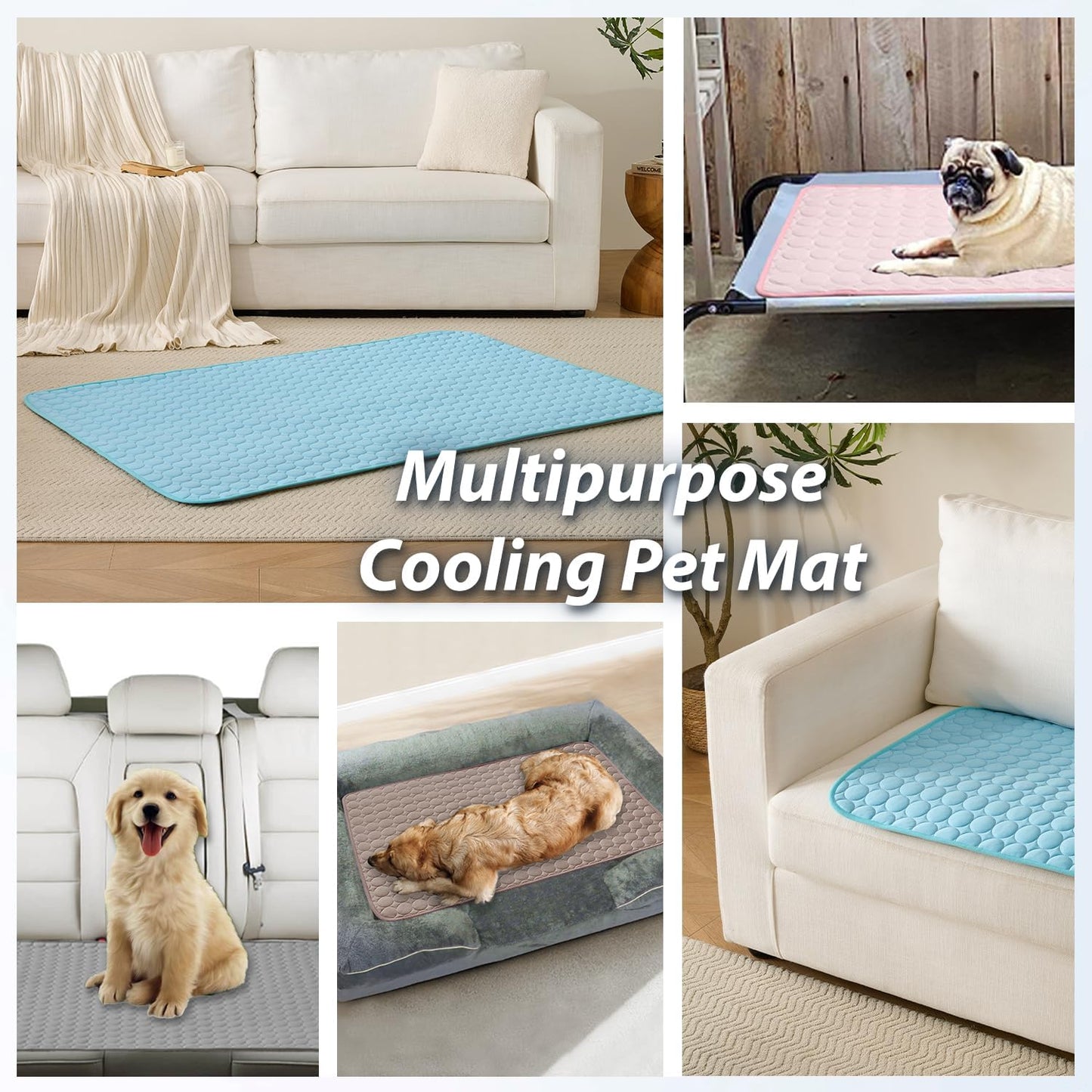 MICROCOSMOS Summer Cooling Mat & Sleeping Pad- Water Absorption Top, Materials Safe, Easy Carry, EZ Clean. Keep Cooling for Pets, Kids and Adults.(Brown, 36" x36")