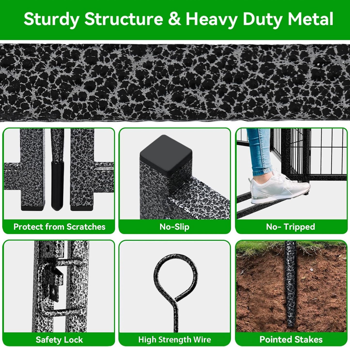 Dog Playpen Outdoor Extra Wide 24 Panels Heavy Duty Dog Fence 40" Height Anti-Rust with Doors Portable for RV Camping Yard, Total 63FT, 316 Sq.ft, Snowy Black