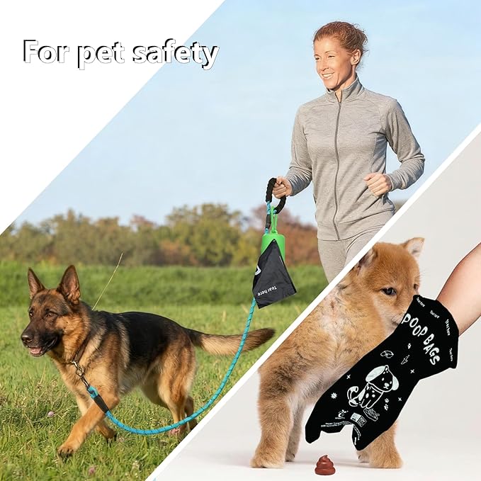 100% plant-based Dog Poop Bags Rolls, ASTM D6400 & EN 13432 Compliant, 120 waste bag including dispenser, 13 in × 9 in black poop bags for dogs, Super thick 100% leak proof