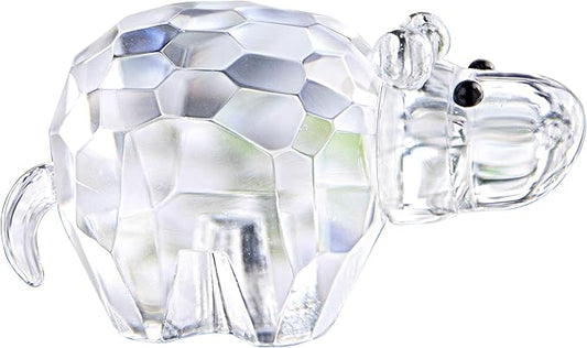 H&D HYALINE & DORA Crystal Hippopotamus Figurines Collectibles Mini Glass Animal Figurine for Table Home Decoration