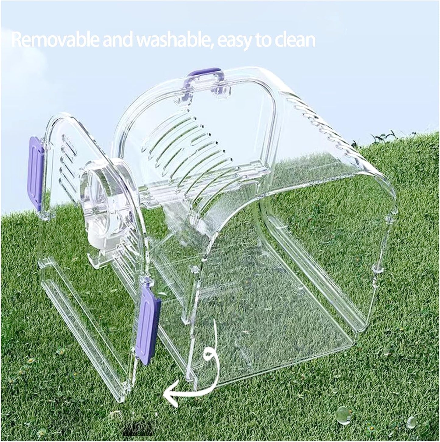 Small Bird Travel Cage Carrier,Portable Plastic Bird Cages,Portable Bird Carrier with Clear Acrylic Design, Travel Cage with Cover, Indoor Outdoor Use (Yellow)
