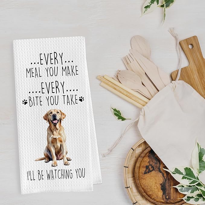 Gqtt Labrador Retriever Dish Towels Set - Funny Decorative Waffle Kitchen Towels, Labrador Gifts Hand Tea Towels (1624 Inches, Set of 2)
