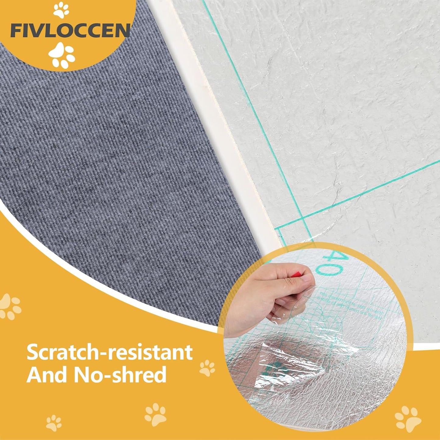 78.7"x15.8"Self-Adhesive Climbing Cat Scratch Protector Pads - Trimmable Furniture Guard for Sofa, Walls & Floors, DIY Cat Tree/Tower/Bed, Replaceable Scratch-Resistant Mats (Light Gray)