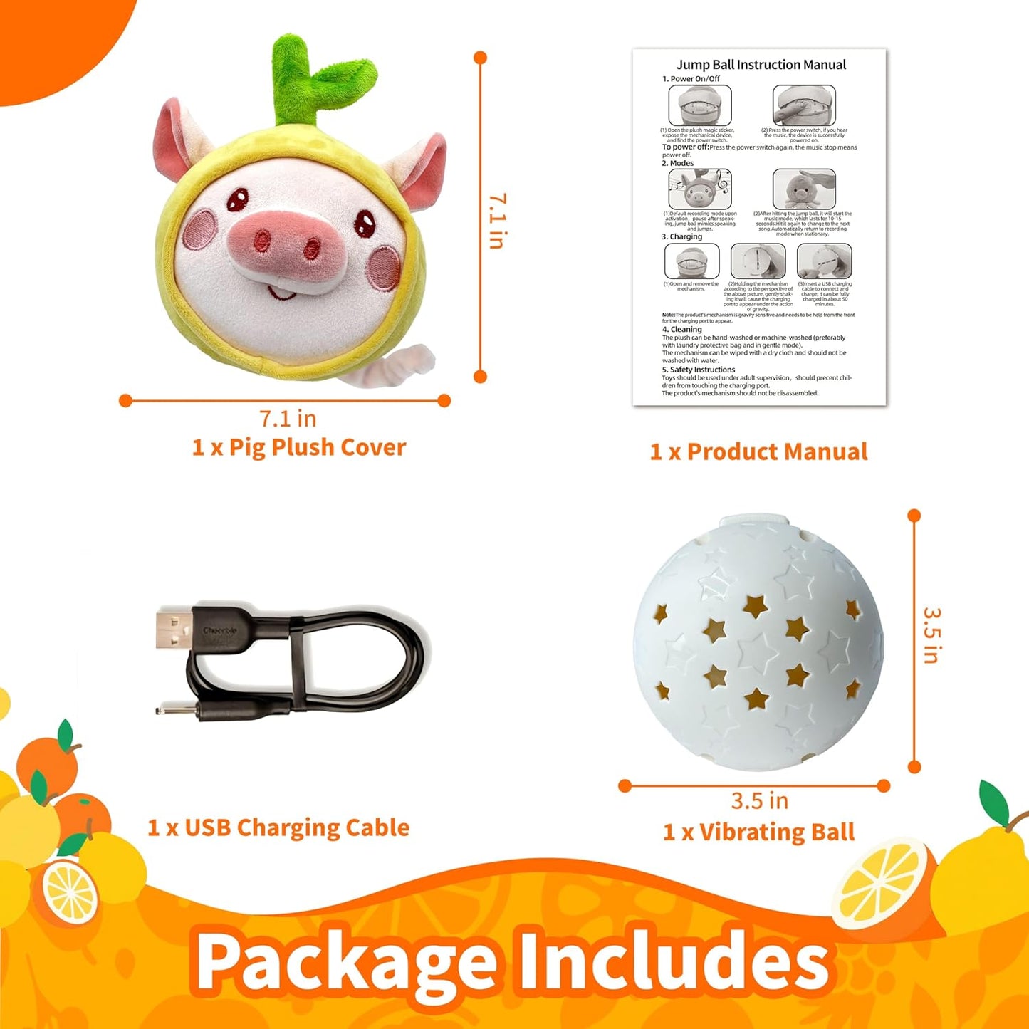 Interactive Dog Toys, Moving Squeaky Dog Toy Ball, Rechargeable Bouncing Rolling Puppy Ball Toy with Jumping Music Talking Mode for Puppy Small Medium Dogs to Keep Them Busy (Pig)