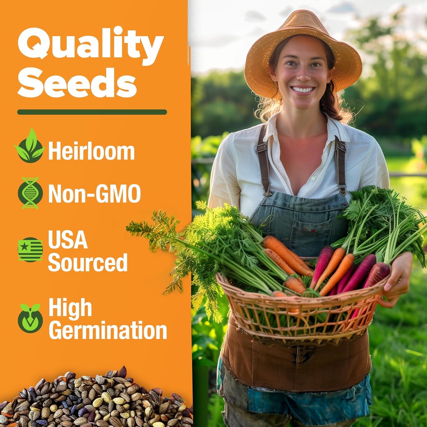 HOME GROWN π¨π¦π π£π₯ππ ππ¨π  Rainbow Carrot Seeds β 2500+ Heirloom Seeds (10 Varieties) β High Germination, π‘π’π‘-ππ π’ Vegetable Seeds for Planting Indoors or Outdoor Home Garden