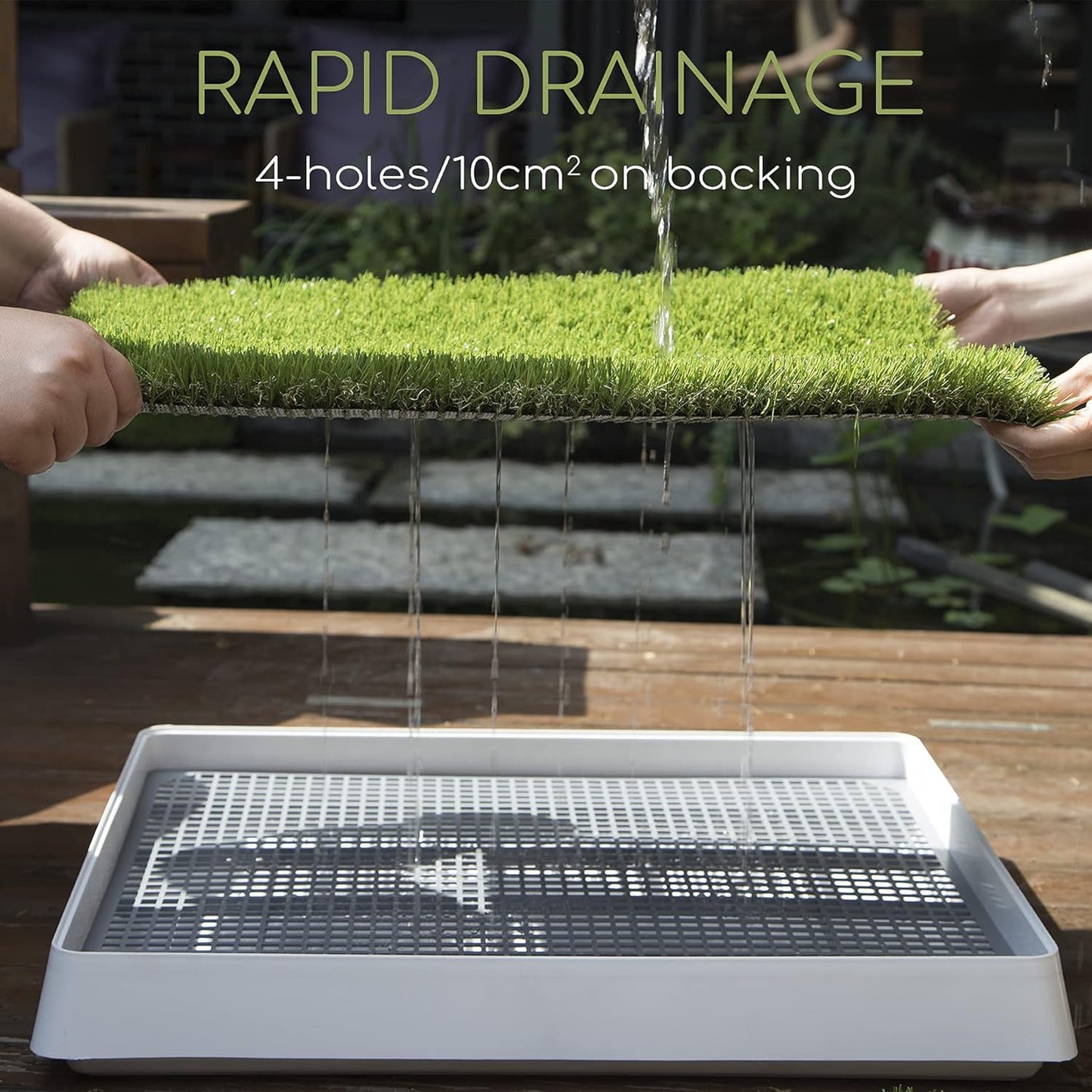 Dog Grass Pad with Tray, Dog Litter Box, Porch Potty for Puppy Pee Training, Indoor Portable Fake Grass Pee Pad System, Artificial Grass + Pee Pad Holder