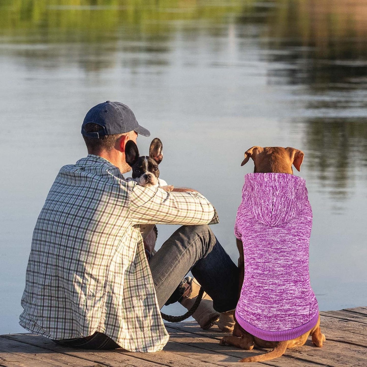 Dog Sweaters for Large Dogs Hoodie Fleece Dog Sweater Soft Clothes Sweatshirt with Pocket Hoodie for Large Dogs(Purple&XL)