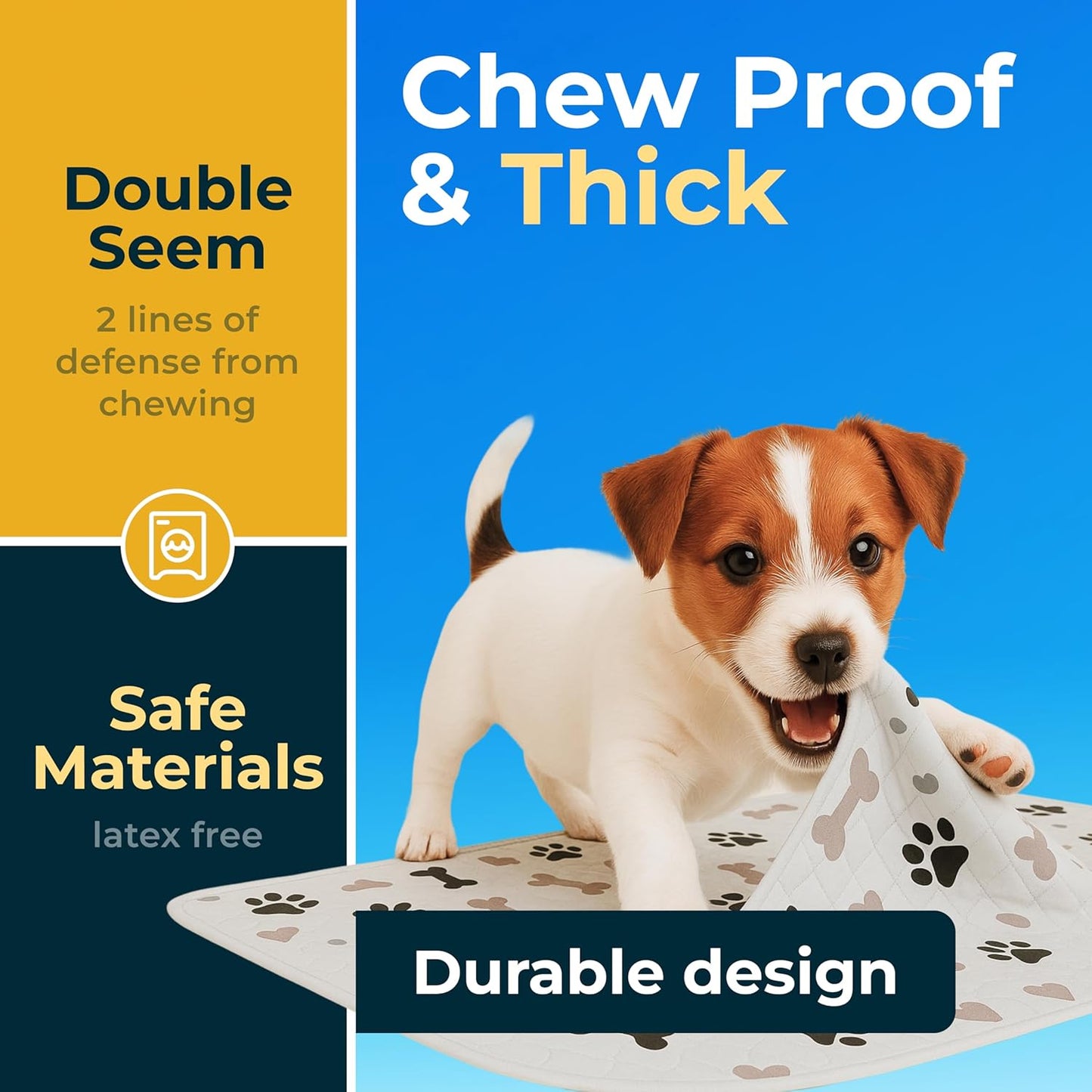 GREEN LIFESTYLE Washable Pee Pads for Dogs - Waterproof Reusable Puppy Pads with Anti-Slip Backing, Pet Training Pad for Puppy Playpen, Crate, Whelping Box, Potty Training (Pack of 6-34x36)