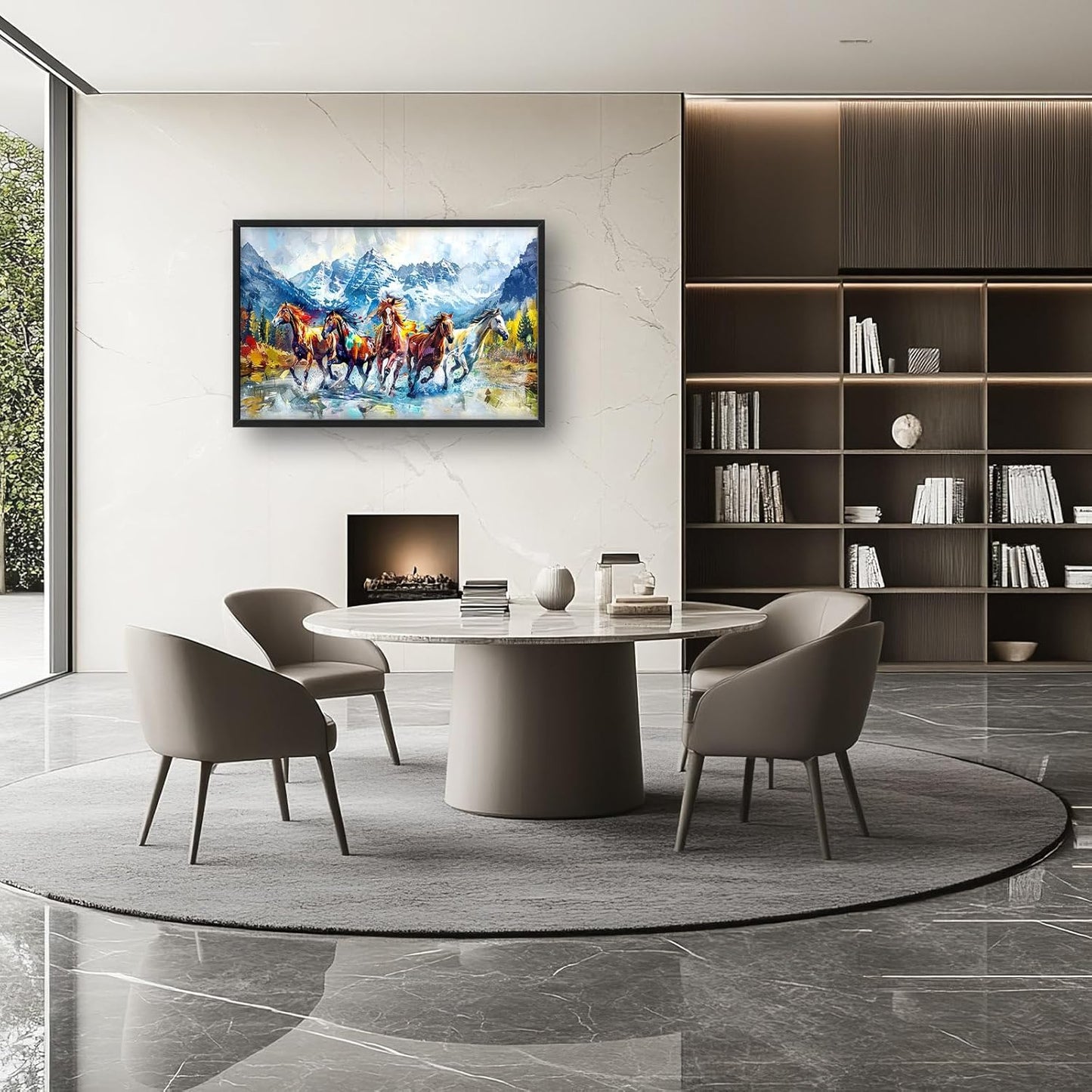 Horse Large Wall Art Running Horses Pictures Colorful Horse Mountain Landscape Wall Decor Wild Animal Nature Canvas Print Painting Artwork for Bathroom Living Room Bedroom 36L" x 24W"